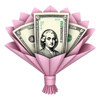 pretty pink bouquet made of money sticker