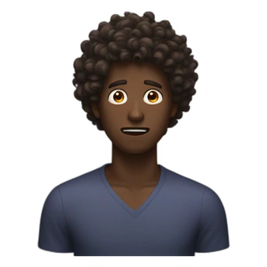 dark skinned guy with curly hair being shocked sticker