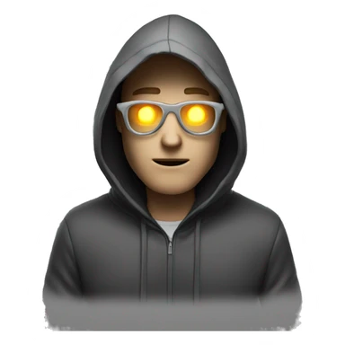 hooded mysterious man with glasses and glowing white eyes (don't show much of his face) sticker