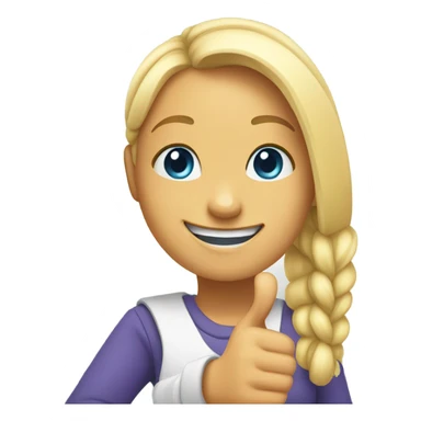 a girl with blonde ponytail thumbs up happy  sticker