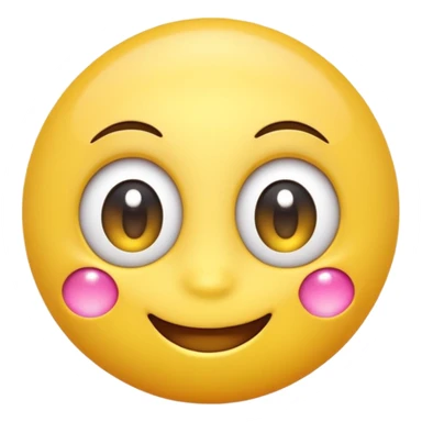 A cute smiling yellow emoji with big sparkling eyes, cartoon style, 3D, bright colors, high detail sticker