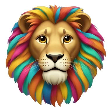 a lion with a colorfull lining background sticker