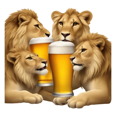 Pack of lions drinking a pack of beer sticker