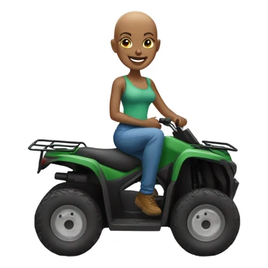 smiling bald black woman on ATV by the beach sticker