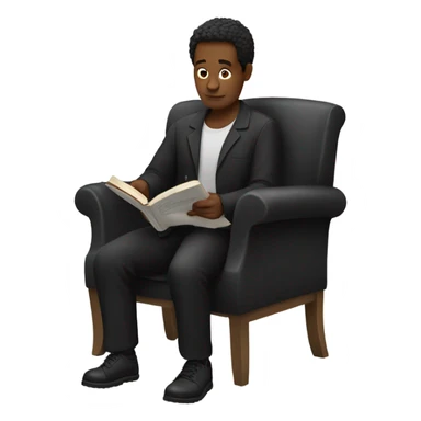 Person sitting on chair wearing bla reading a bookk trousers sticker