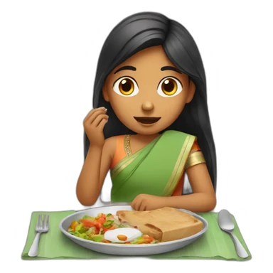indian girl eating lunch sticker