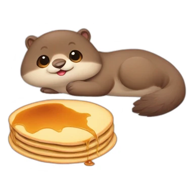 Bébé loutre mange pancake sticker