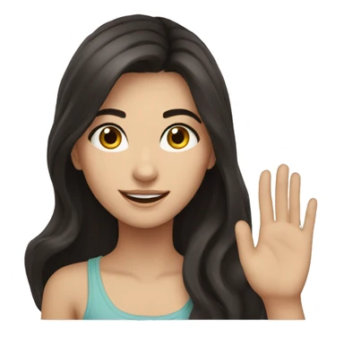 Turkish teen girl with dark hair and dark eyes waving hi sticker