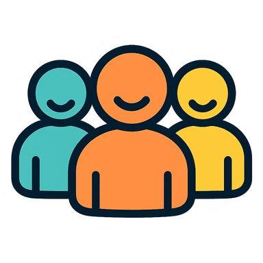 team, group of people, friendly, modern icon style sticker