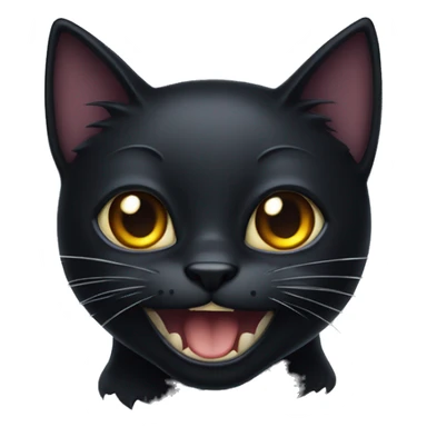 Black cat with cute fangs sticker