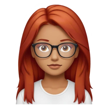 rizada peli roja tono fuerte , trigueña , con lentes y top blanco pelo largo  sticker