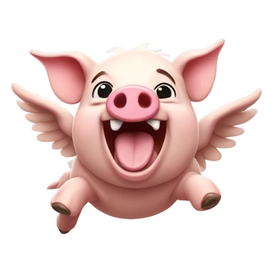 flying pig laughing sticker