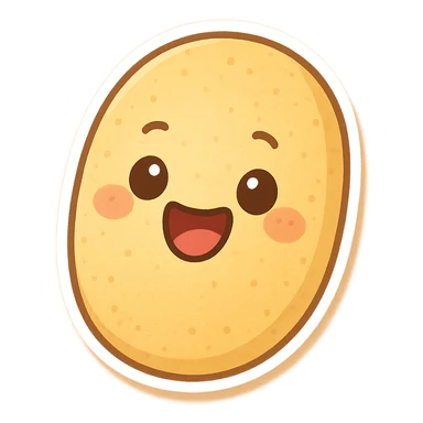funny cartoon potato chip with a big smile sticker