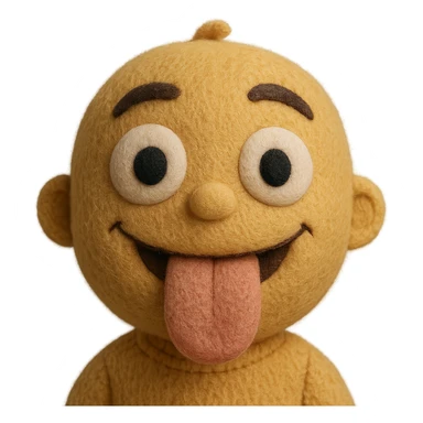 Make this crazy emoji more human with realistic skin texture, human-like eyes and mouth, keep the wild expression, 3D plush portrait style, front facing, transparent background. sticker