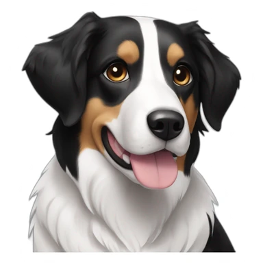 Border collie cross beagle black and white with no brown markers and has shorter hair sticker
