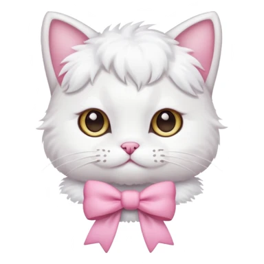White little cat with pink bow sticker