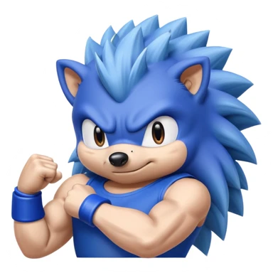 Blue hedgehog Sonic Sega with big biceps and muscles sticker