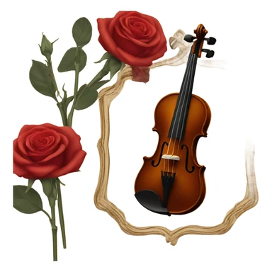 vintage violin and beige red roses sticker
