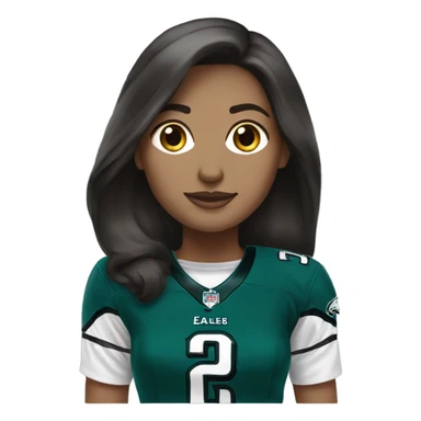  White female brunette wearing Philadelphia Eagles jersey sticker