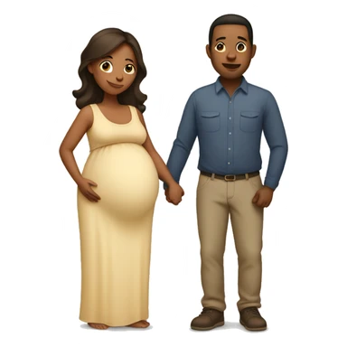 A pregnant woman with her husband  sticker