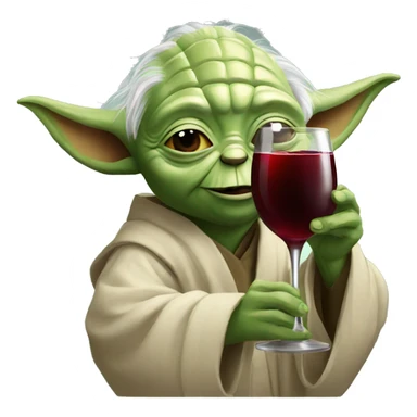 happy yoda drinking red wine sticker