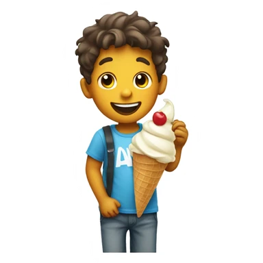 happy boy with ice cream sticker