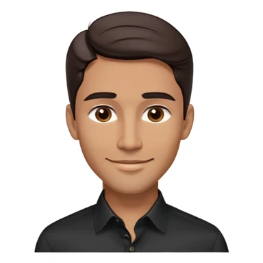 Attractive man in his 40s with youthful appearance, light brown skin, elongated face, defined jawline, handsome features, medium dark eyes, arched eyebrows, straight nose, confident smile, medium wavy dark hair, wearing a formal black button-up shirt sticker