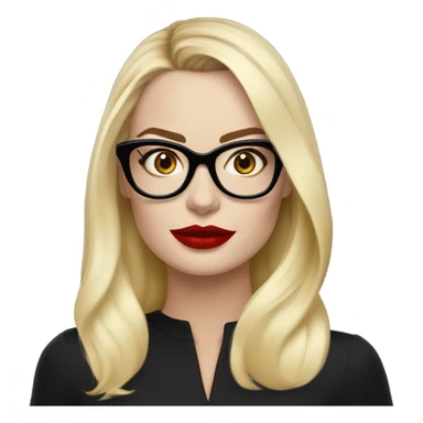 margot robbie, blue eyes, wearing black glasses and red lips  sticker