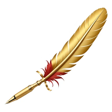 3D perspective academic premium golden ink feather pen sticker