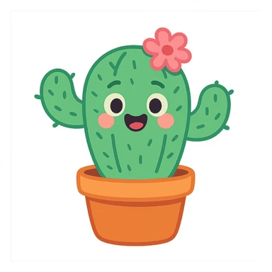 happy cactus in a pot sticker