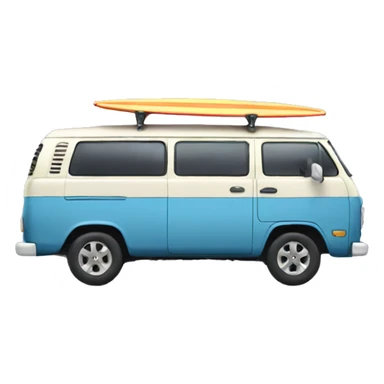 Van with surfboard on roof sticker