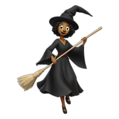 Bruja en escoba volando sticker