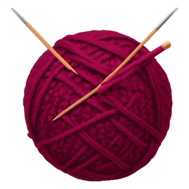 burgundy ball of thread with knitting needles sticker