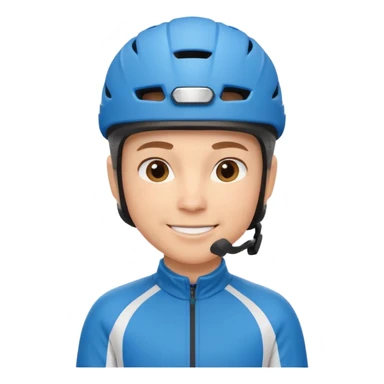 cute cycling coach portrait, head and shoulders only, helmet, sporty jacket, confident smile, 3D cartoon, mobile game icon style, clean background, no text, no watermark
 sticker
