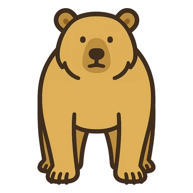 flat toon style blonde grizzly bear full body icon sticker