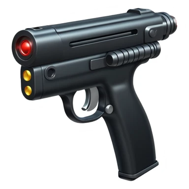 gun with a laser beam sticker