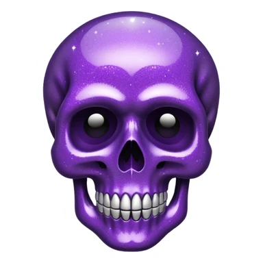 Glitter purple flat skull sticker