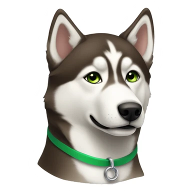 Brown eye husky with green collar sticker