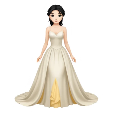 Chica blanca,cuerpo entero, vestido boda tirantes finos, sexypelo negro recogido con mechones sticker