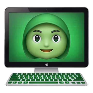 Generate hacker emoji that's looks like coding and use that hackers color theme sticker