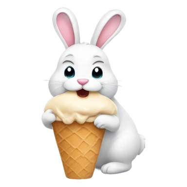 Bunny eating ice cream  sticker