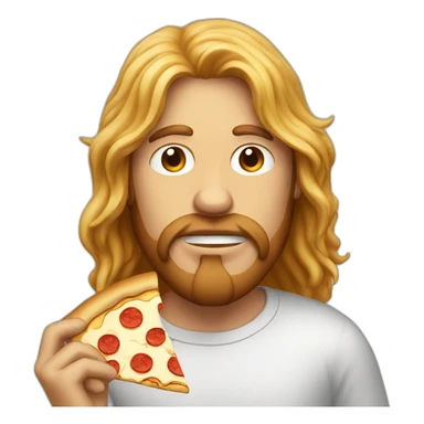 Long hair man eating pizza sticker