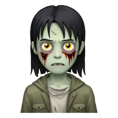 Menino de cabelo não muito grande liso preto zumbi sticker