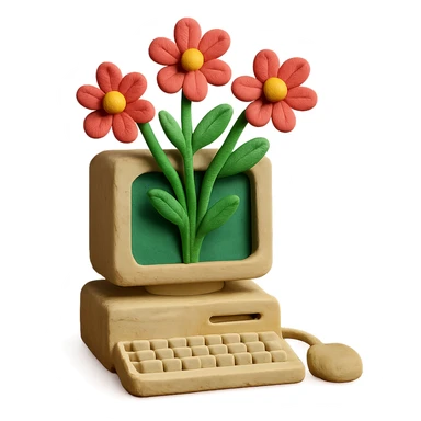 computer with flowers growing out of it sticker