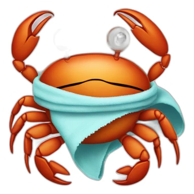 a crab wrapped in a towel sticker