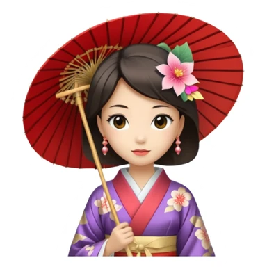 Japanese Princess  with paper umbrella sticker