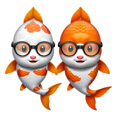Two "koi" fishes male and female, wearing glasses. sticker