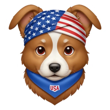Dog wearing a USA bandana sticker