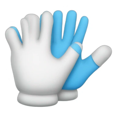Deux gants blancs souriants, il y a dessiné en bleu un signe mystérieux maçonnique bleu de deux équerres inversées.  sticker