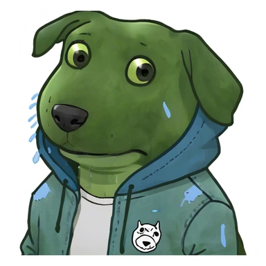 dog wearing a denim tears hoodie  sticker